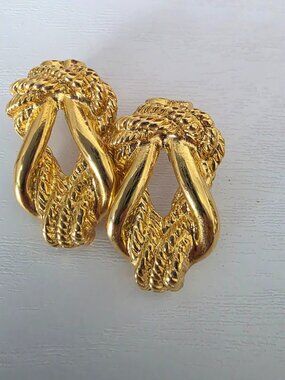 Vintage Anne Klein Signed Twisted Rope Pierced Earrings
